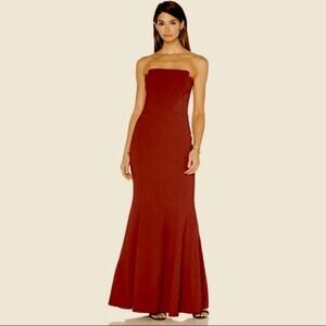 Jill Stuart Strapless Mermaid Formal Gown Maxi Dress Women's Size 2 Burgundy Red